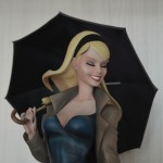 girl holding umbrella resin figure