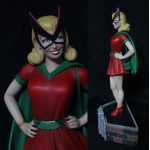 Masked little girl resin figure