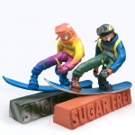 Skier art resin toy