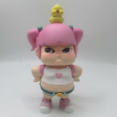 Angry little fat girl art resin toy