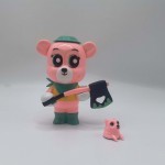 Logging pink bear art resin toy