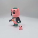 Logging pink bear art resin toy