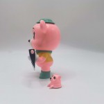 Logging pink bear art resin toy