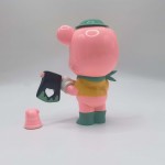 Logging pink bear art resin toy
