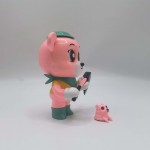 Logging pink bear art resin toy