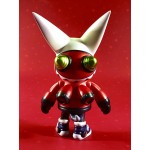 Red space bunny art resin toy